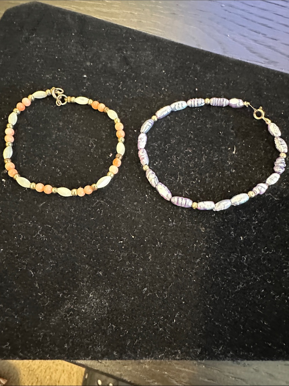 Lot of 2 – Pink Coral & Mother of Pearl Bracelet + Lavender Freshwater Pearl